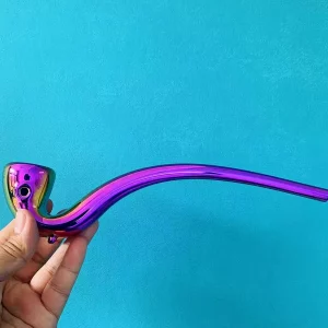 10″ Iridescent Rainbow Finish Glass Gandalf Pipe