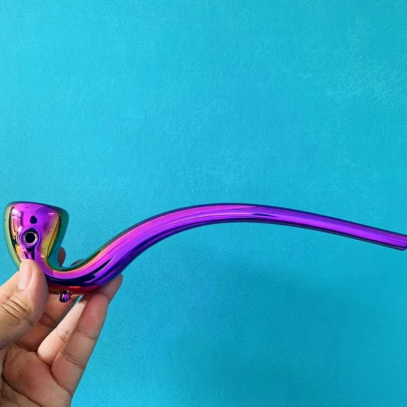 10″ Iridescent Rainbow Finish Glass Gandalf Pipe