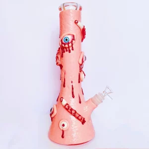 14″ Pink Monster 3D Glass Bong – All-Seeing Eyes Hand-Painted