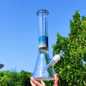 14″ Glass Beaker Bong with Blue Gradient Accent | 7mm