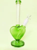 9.5″ Green Heart-Shaped Glass Bong