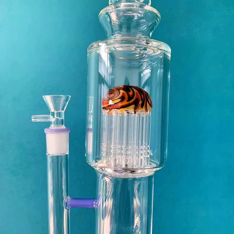 15″ Milky Purple Wig Wag Straight Tube Bong withe Tree Perc
