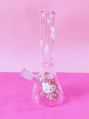 10″ Pink Cute Fairy Hello Kitty Glass Beaker Bong