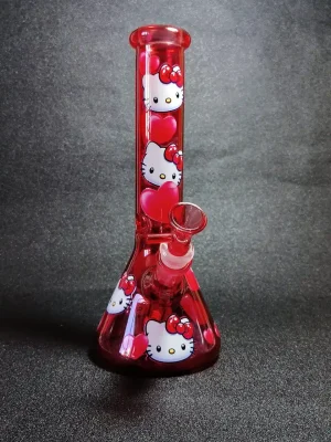 10" Burned Heart Hello Kitty Borosilicate Beaker Bong