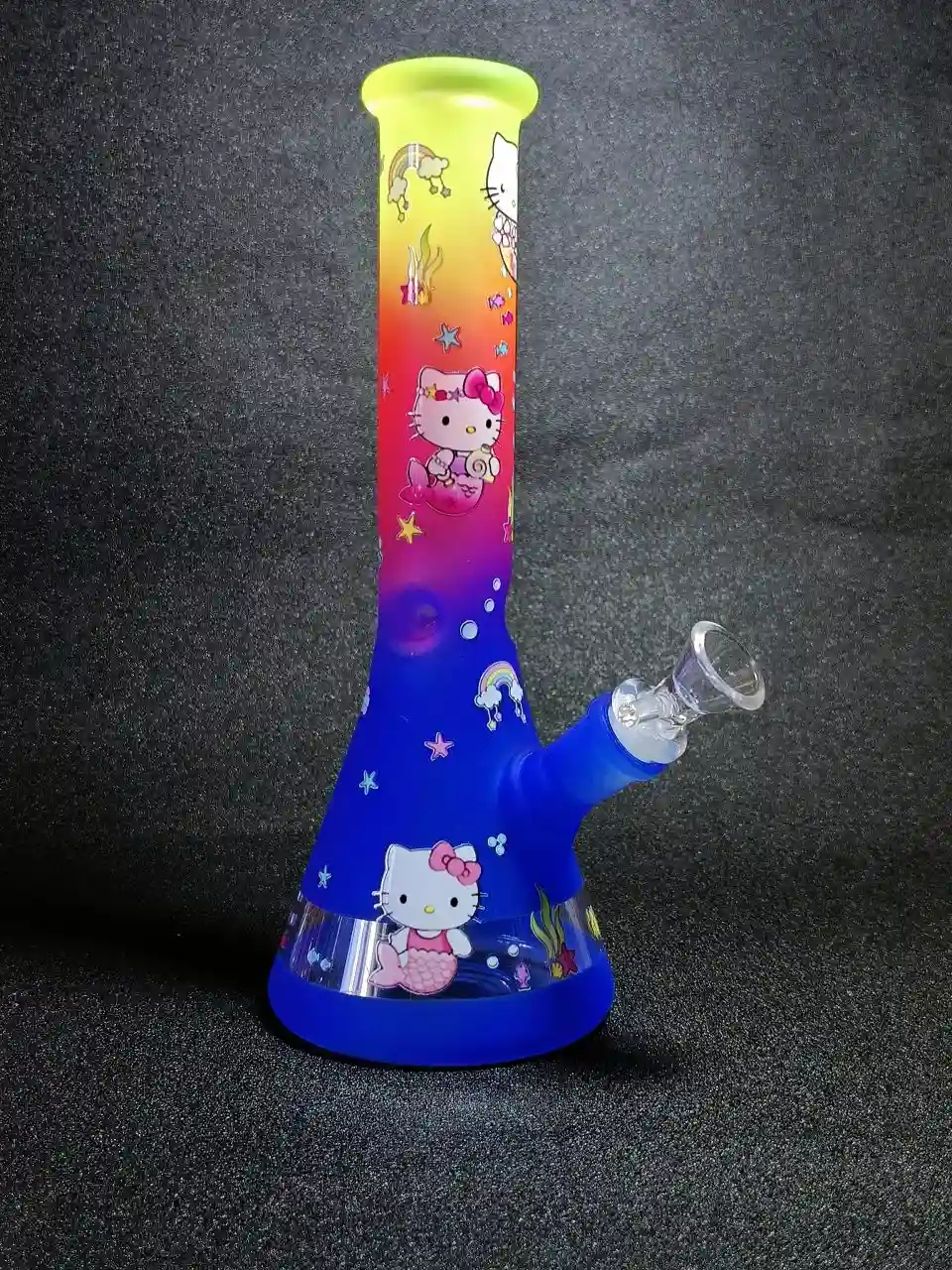 10-Inch Deep Sea Neon Hello Kitty Mermaid Beaker Glass Bong