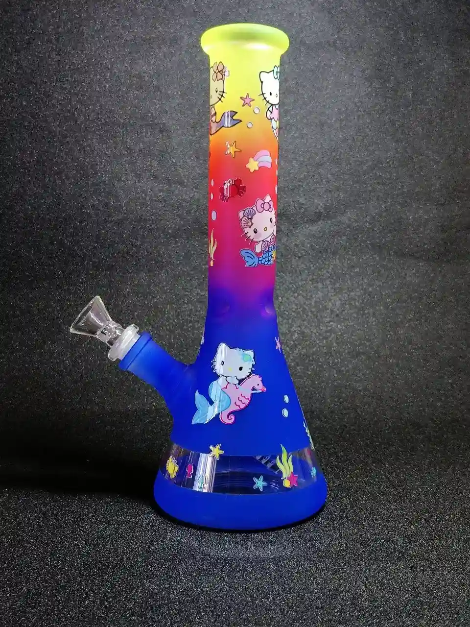 10-Inch Deep Sea Neon Hello Kitty Mermaid Beaker Glass Bong - Image 2