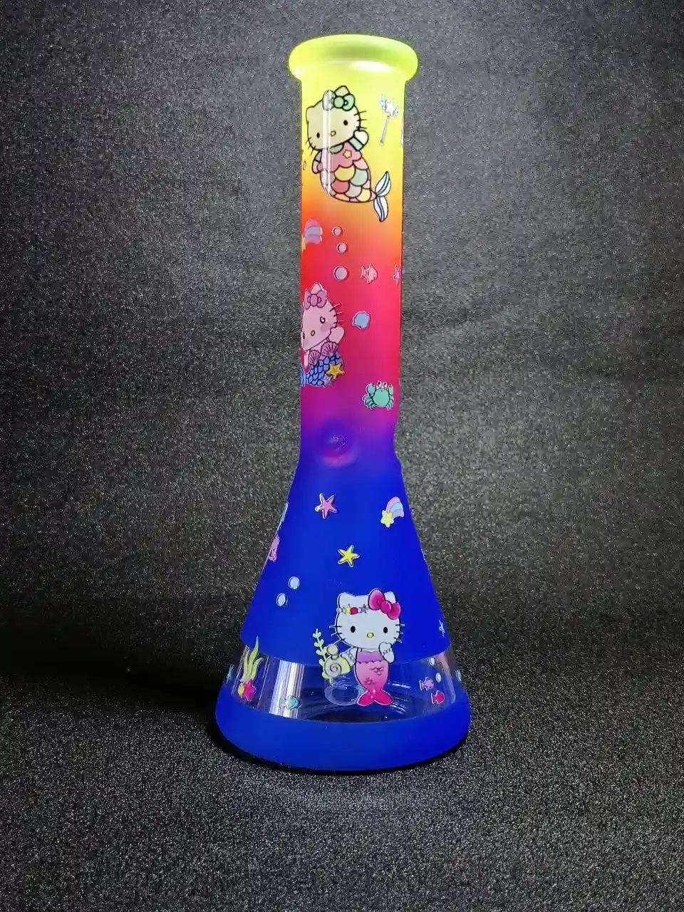 10-Inch Deep Sea Neon Hello Kitty Mermaid Beaker Glass Bong - Image 3