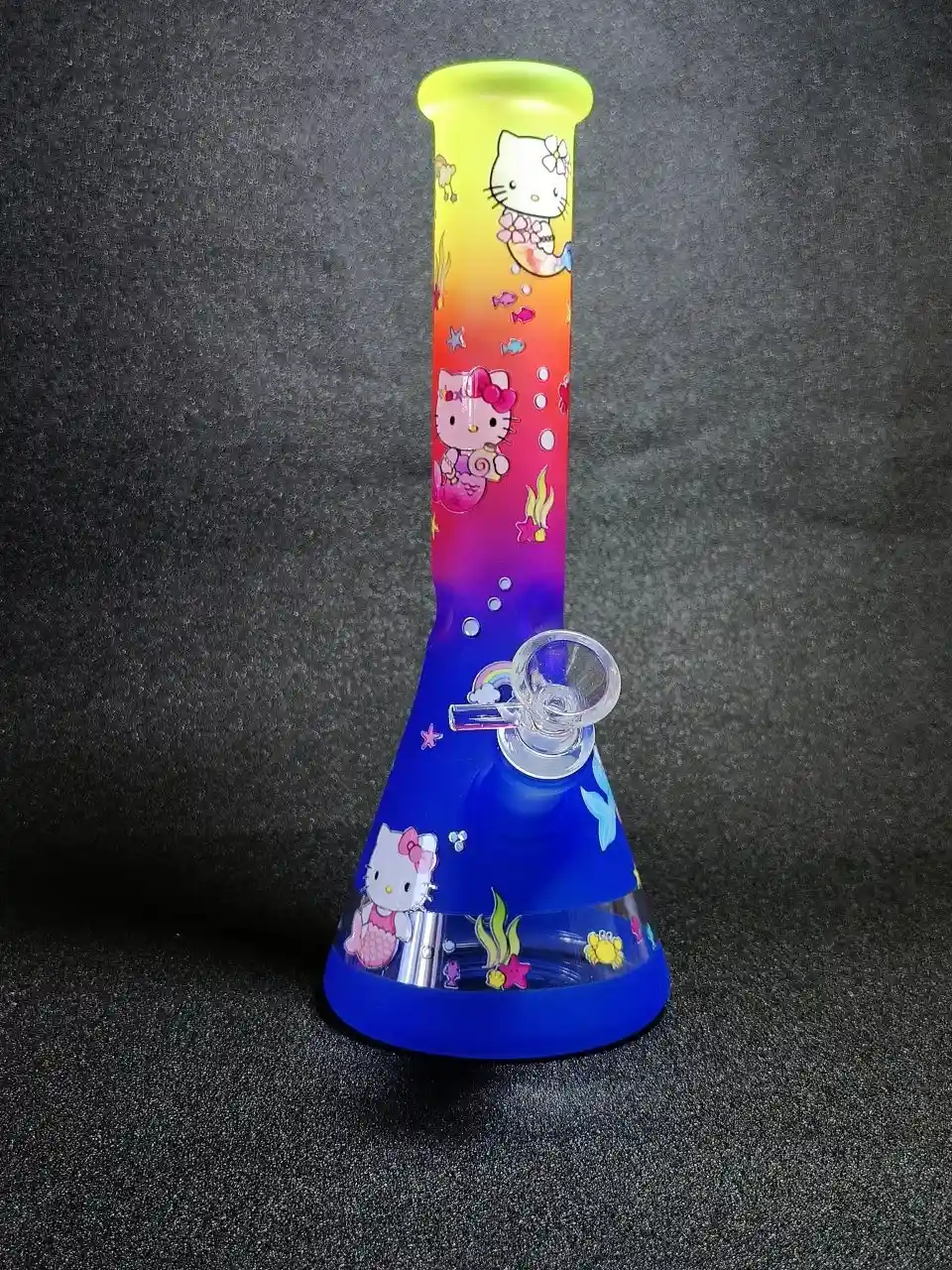 10-Inch Deep Sea Neon Hello Kitty Mermaid Beaker Glass Bong - Image 4