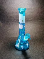 10 Inch Hello Kitty Angel Wings Iridescent Blue Glass Beaker Bong