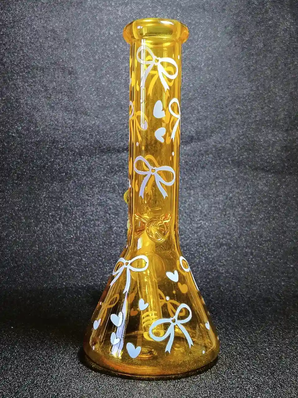 10" Honey Yellow Blue Ribbon Beaker Glass Bong - Image 2