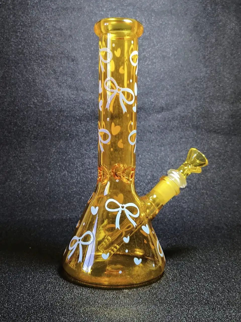 10" Honey Yellow Blue Ribbon Beaker Glass Bong - Image 3