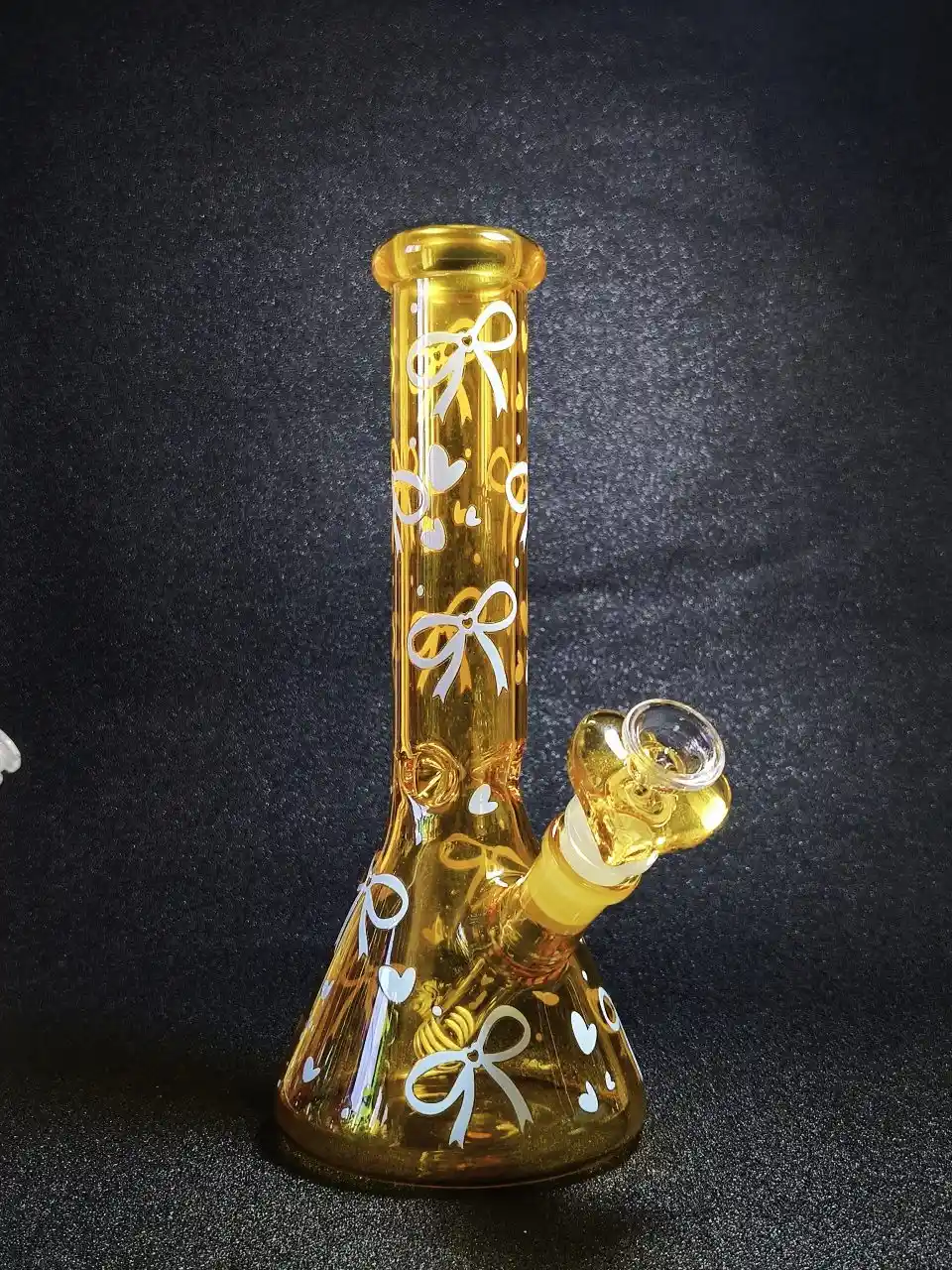 10" Honey Yellow Blue Ribbon Beaker Glass Bong - Image 4