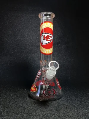 10" Kansas City Chiefs Red & Gold Beaker Glass Bong