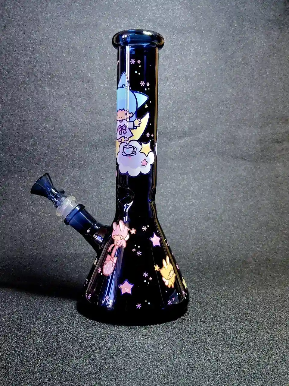 10" Little Twin Stars Deep Blue Glass Beaker Bong - Image 4