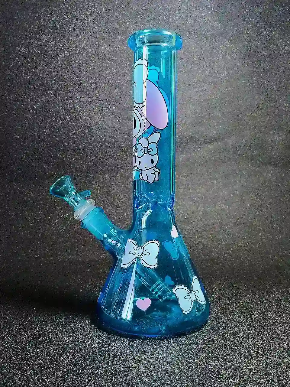 10 Inch My Melody Blue Bow Beaker Glass Bong with 14mm Male Bowl - Image 2