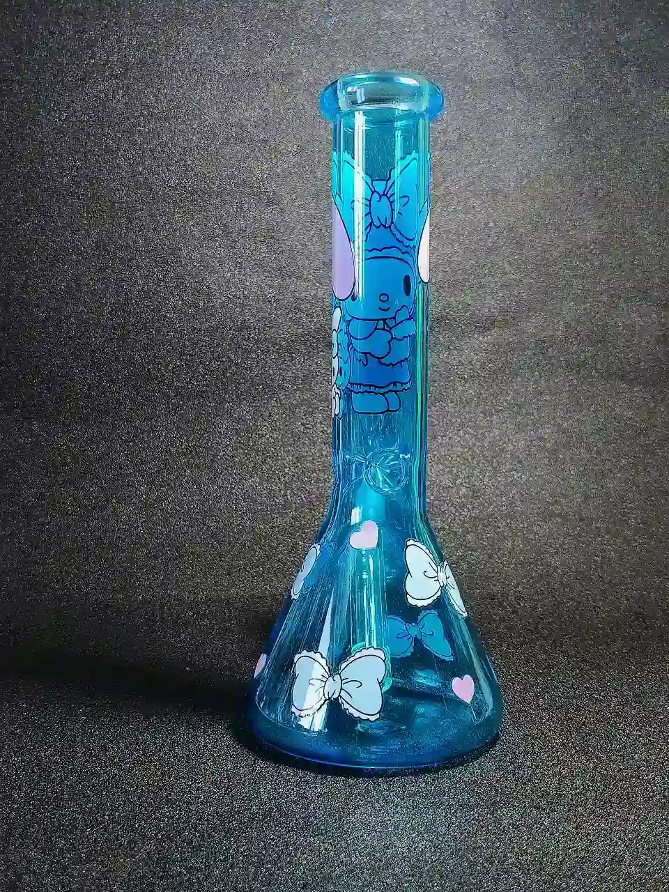 10 Inch My Melody Blue Bow Beaker Glass Bong with 14mm Male Bowl - Image 3