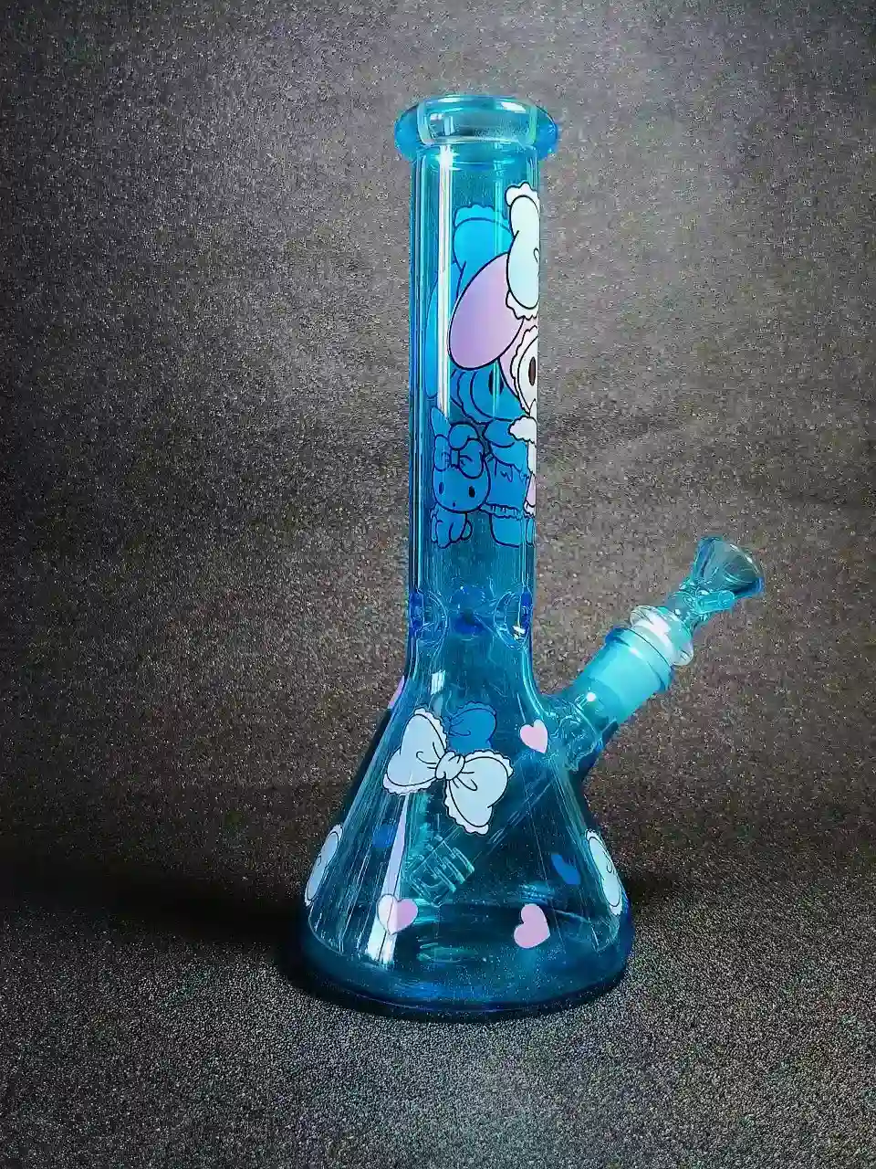 10 Inch My Melody Blue Bow Beaker Glass Bong with 14mm Male Bowl - Image 4