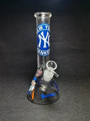 10" New York Yankees Beaker Glass Bong with NY Artwork
