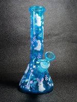 10" Rabbit Forest Blue Dreamy Bunny Beaker Bong