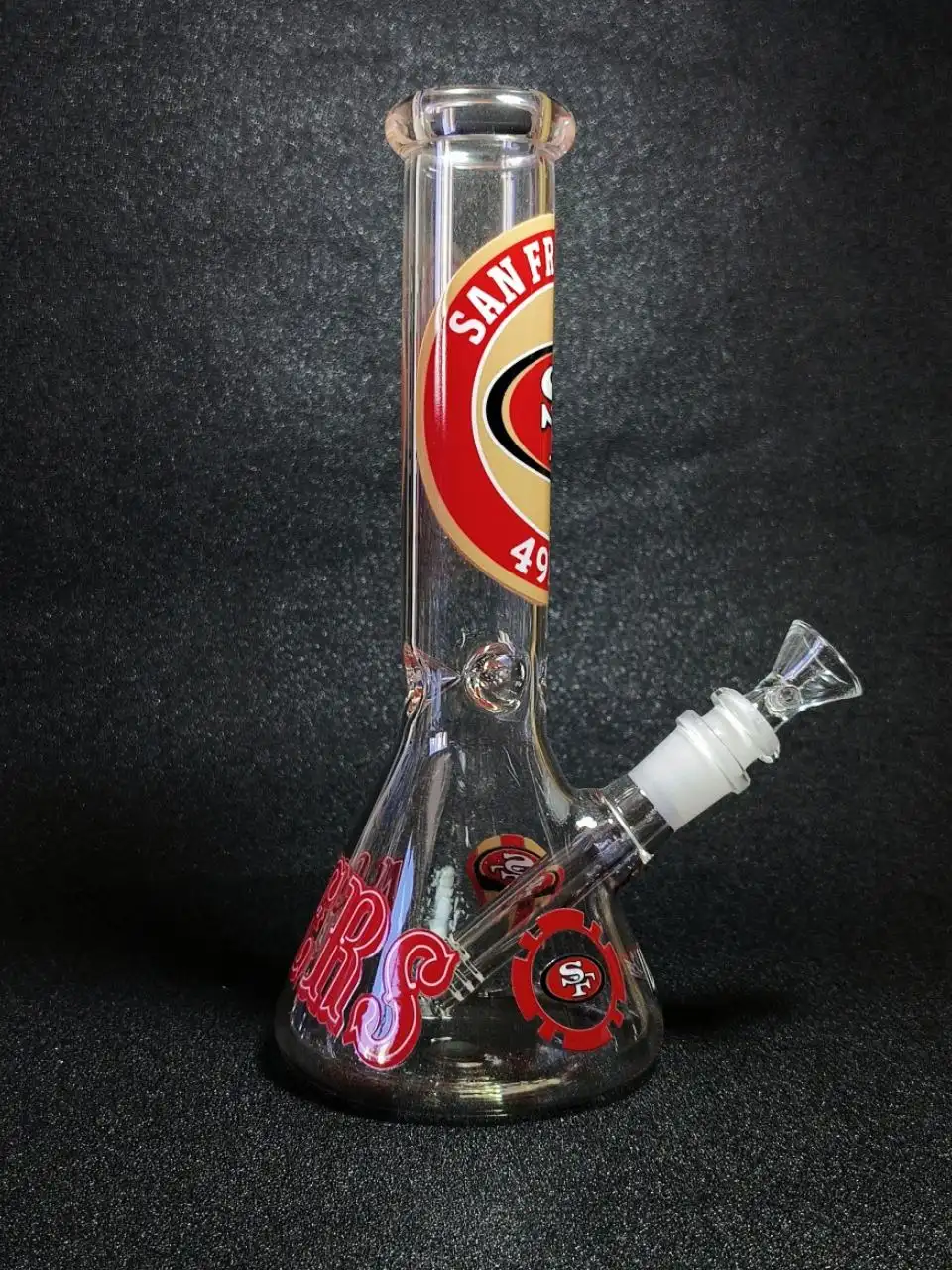 10 Inch San Francisco 49ers Red and Gold Beaker Bong - Image 4