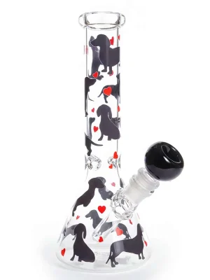 10 Inch Dachshund Heart Beaker Glass Bong