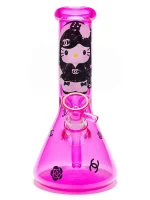 Neon Pink Hello Kitty x Chanel Beaker Glass Bong