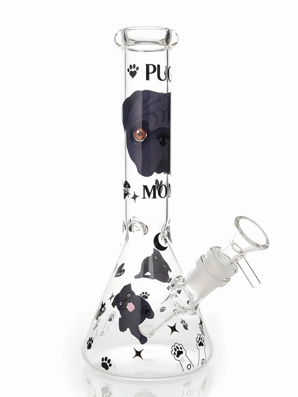Pug Mom Beaker Glass Bong 10 inch Clear Borosilicate - Image 2