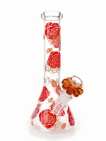 Red Rose Amber Leaves Beaker Bong