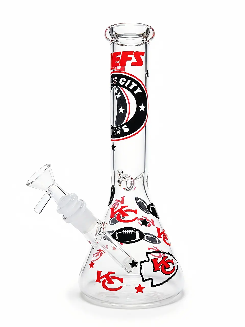 10-Inch Kansas City Chiefs Inspired Clear Borosilicate Glass Beaker Bong - Image 3