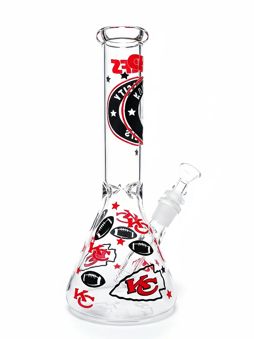 10-Inch Kansas City Chiefs Inspired Clear Borosilicate Glass Beaker Bong - Image 2