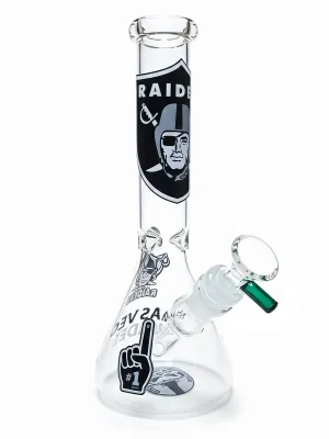 10-Inch Las Vegas Raiders Silver & Black Beaker Bong