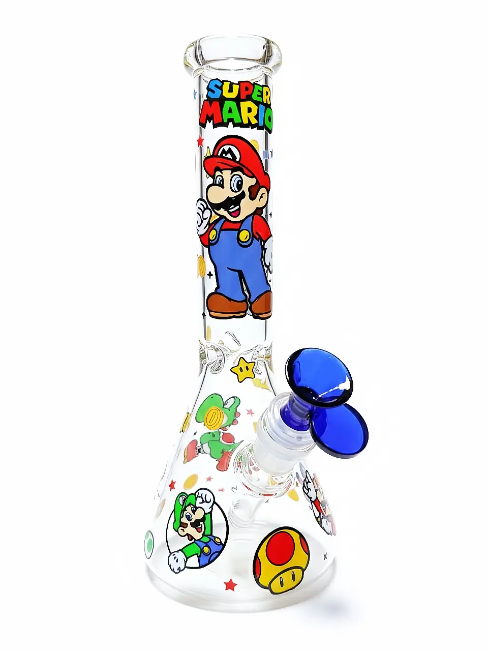 Super Mario Adventure Beaker Glass Bong 10 Inch Clear Borosilicate