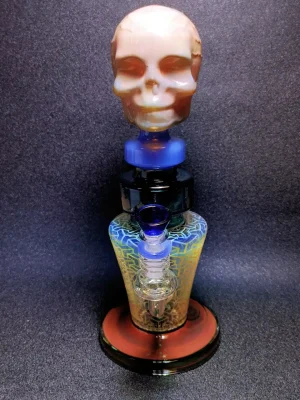 11.5-Inch Silver-Fumed Skull Glass Bong with 3D Skull Mouthpiece