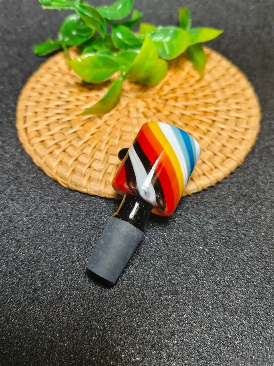 Hand-Blown 14mm Male Multicolor Swirl Cylinder Glass Bong Bowl - Image 4