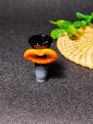 14mm Male Glass Bong Bowl with Orange Mouth Handle