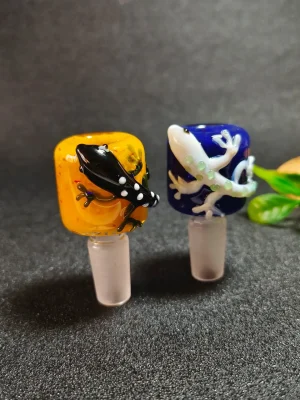 14mm Male Gecko Glass Bong Bowl with 3D Gecko Handle