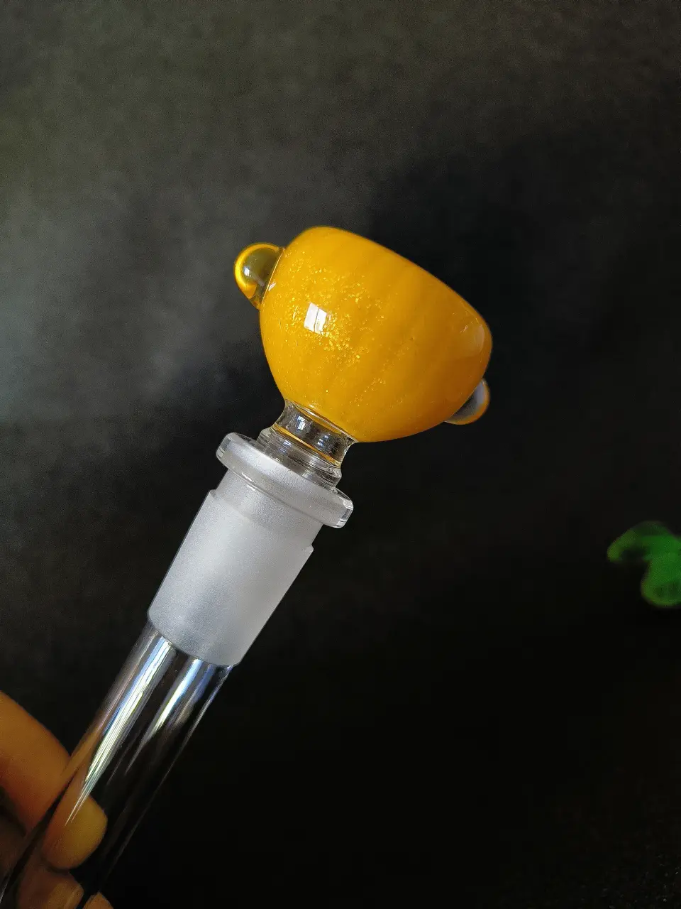 14mm Male Pale Yellow Pumpkin Texture Glass Bong Bowl - Image 2