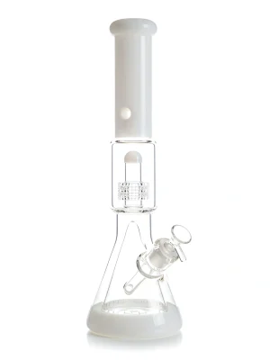 15-Inch Glacier White Triple-Perc Beaker Bong