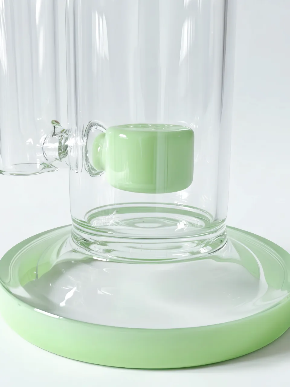 16 Inch Green Straight Tube Glass Bong with Drum Perc - Image 2
