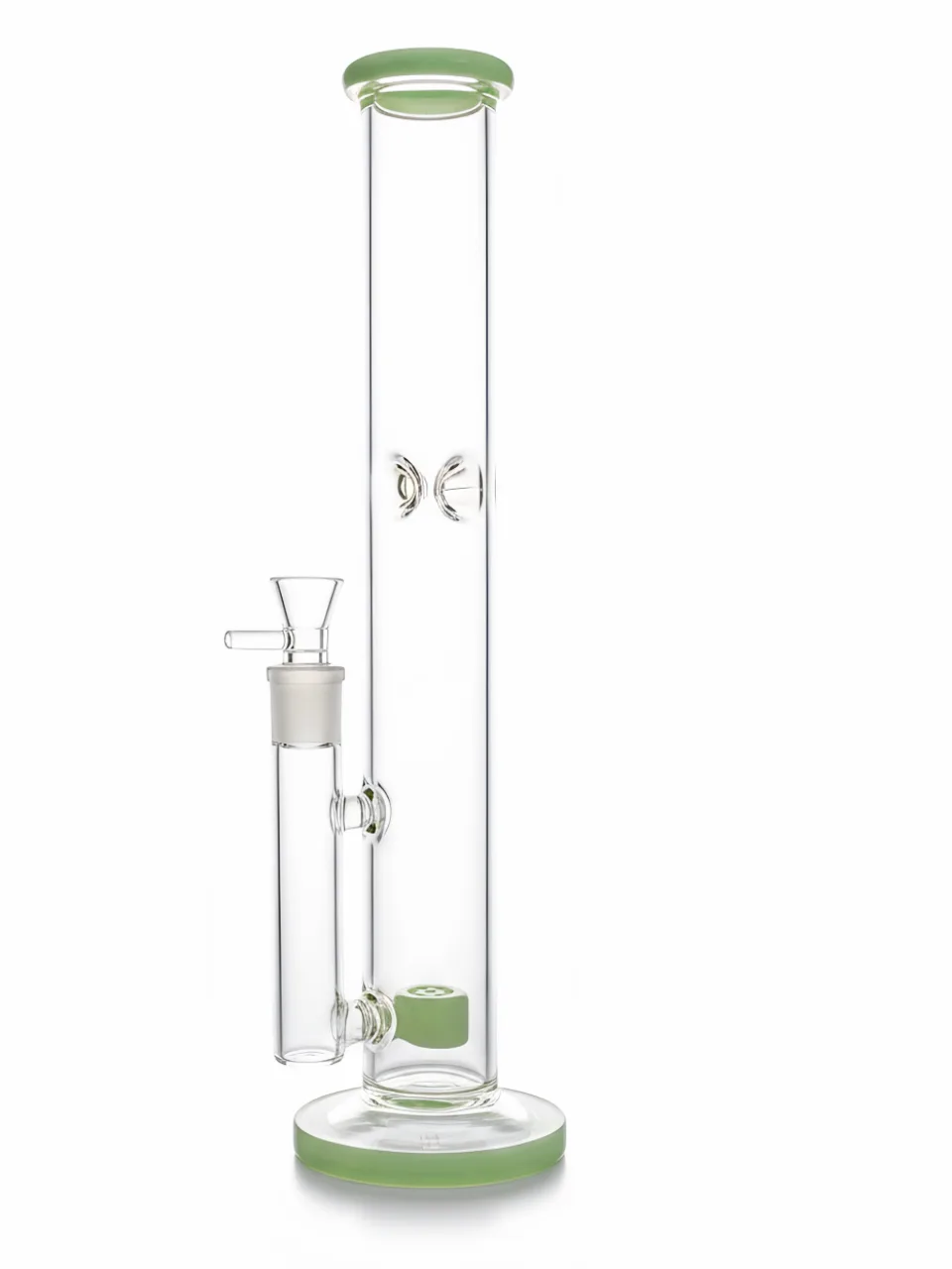 16 Inch Green Straight Tube Glass Bong with Drum Perc