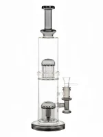 14.5-Inch Dual Tree Perc Straight Tube Bong - Black