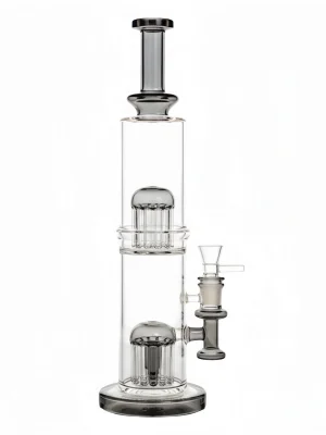 14.5-Inch Dual Tree Perc Straight Tube Bong - Black