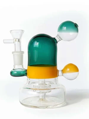 5-Inch Emerald Green & Yellow Geometric Mini Bong