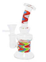 5-Inch Psychedelic Wave Art Glass Bubbler