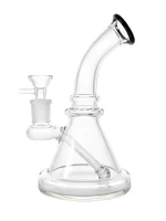 7-Inch Clear Glass Beaker Bong with Black Accent