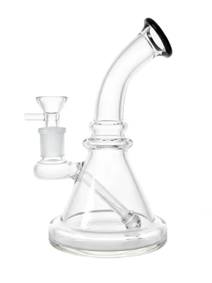 7-Inch Clear Glass Beaker Bong with Black Accent