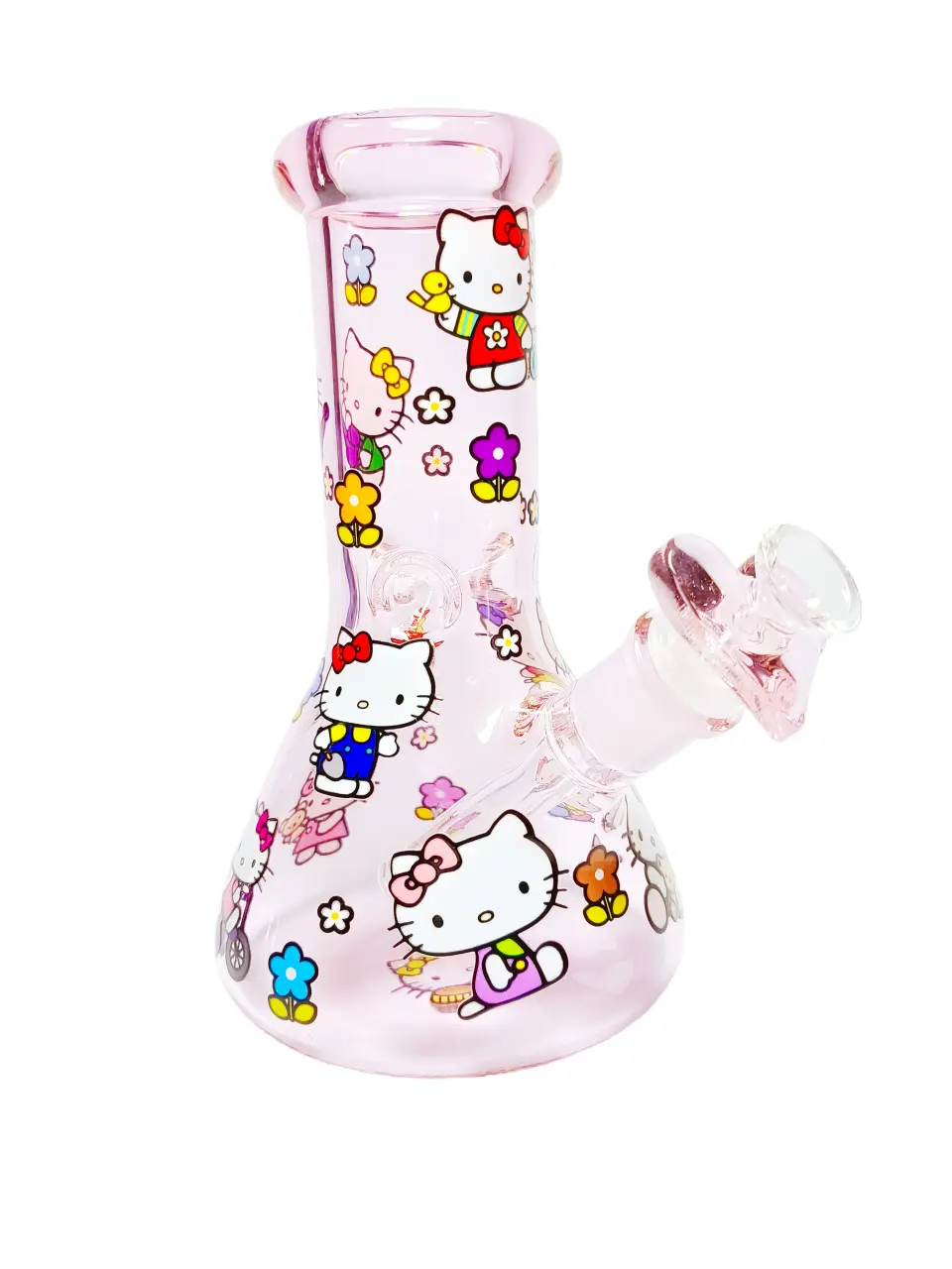 Hello Kitty Multi-Scene Pink Glass Beaker Bong