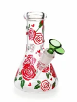 Heartfelt Rose 8 Inch Beaker Glass Bong 5mm Borosilicate
