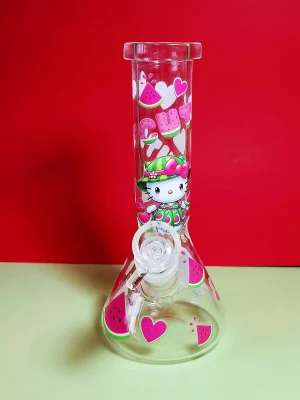 Hello Kitty Watermelon Beaker Glass Bong 8 in