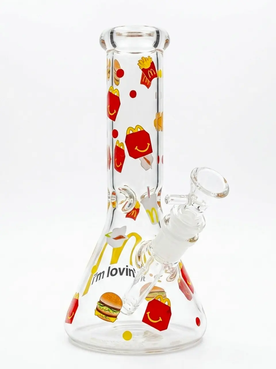 8" McDonald’s Inspired Beaker Glass Bong with Ice Catcher - Image 4